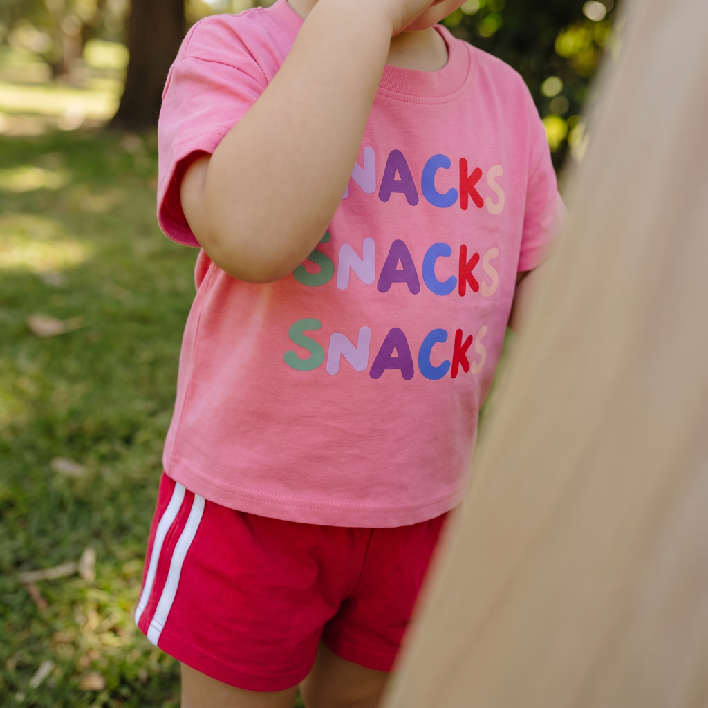Pink, Red + Blue Kids Racer Shorts (100% Cotton): FIRECRACKER / 2-3y
