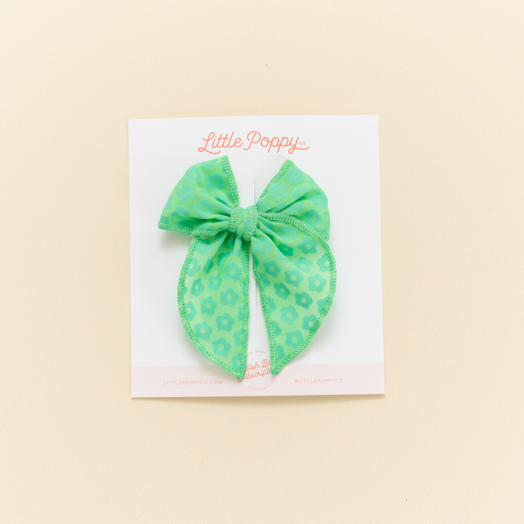 Jade Ditsy Daisy Bow Clip: Original