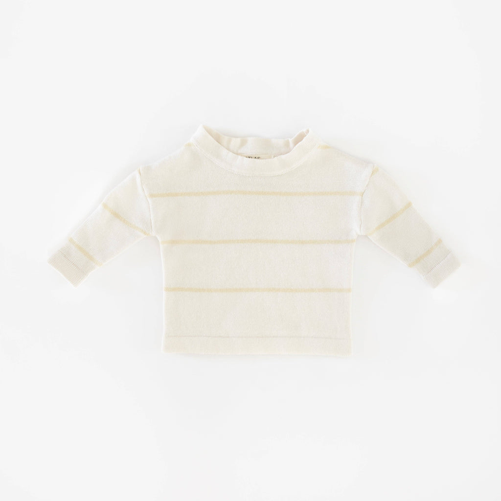 Organic Striped Knit Longsleeve: Vanilla Striped / 9-12M