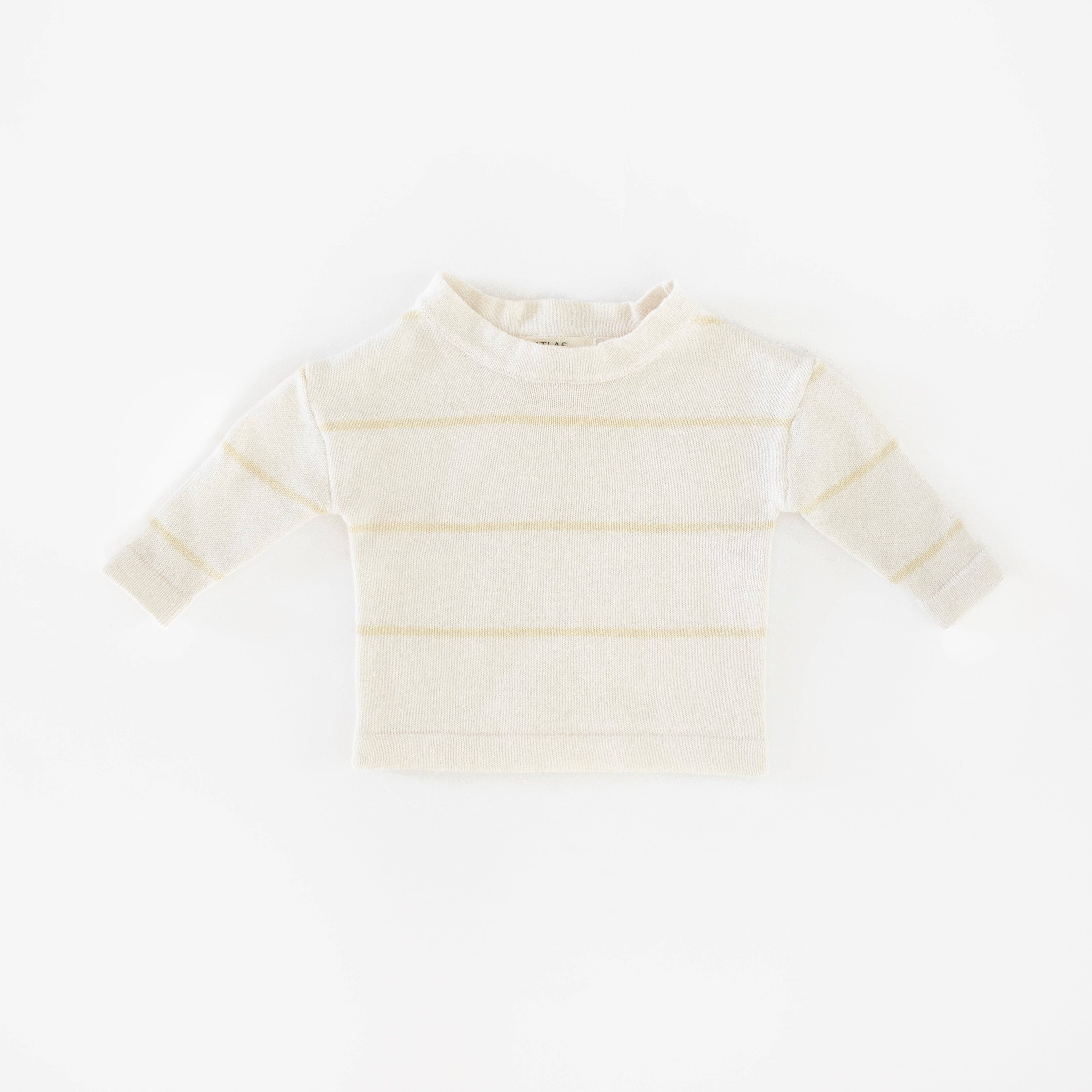 Organic Striped Knit Longsleeve: Vanilla Striped / 4-5T