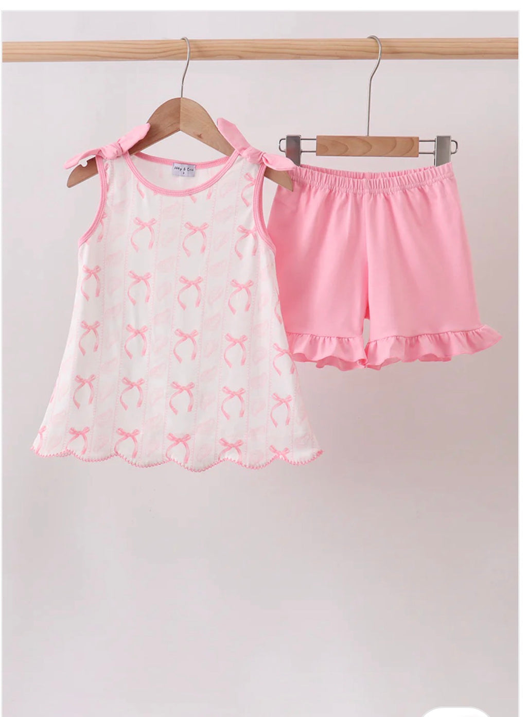Bow Print Ruffle Shorts Set - 2T