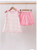 Bow Print Ruffle Shorts Set - 2T
