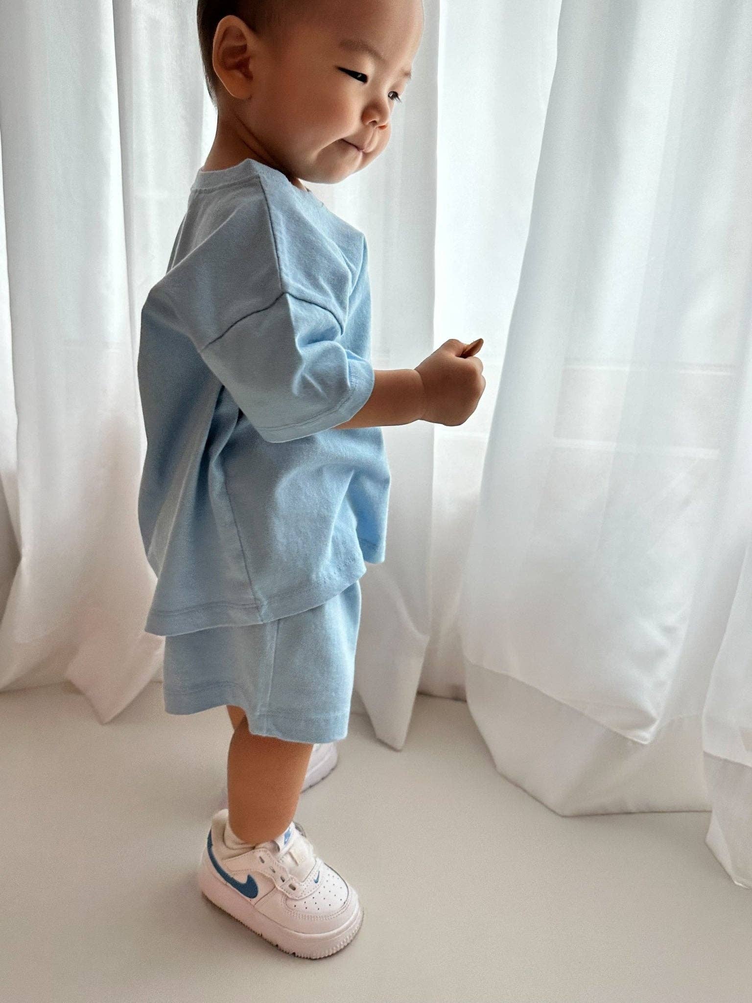 At Noon Baby/ Kids T-Shirt and Shorts Set: Blue / 3-4T