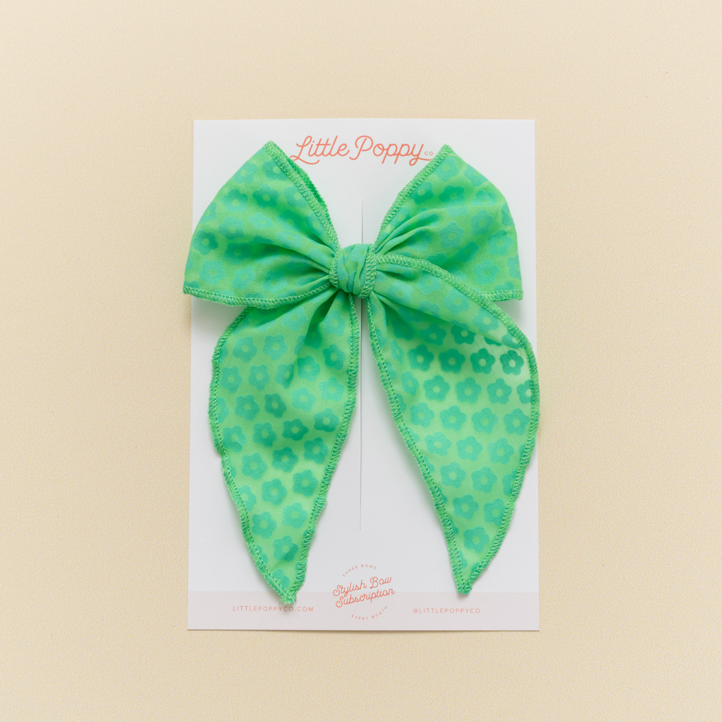 Jade Ditsy Daisy Bow Clip: Original