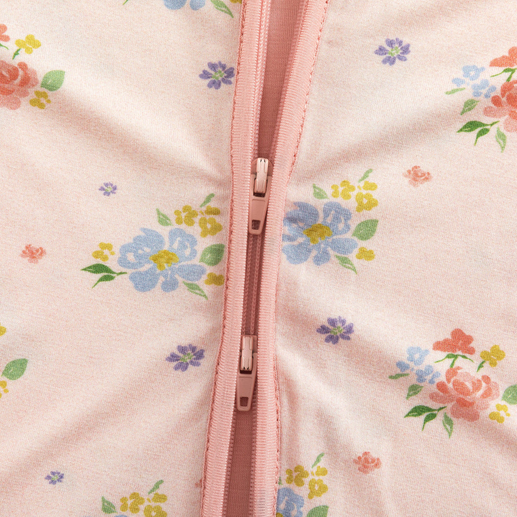 Blush Bloom (Convertible Zip Footies): 3-6M