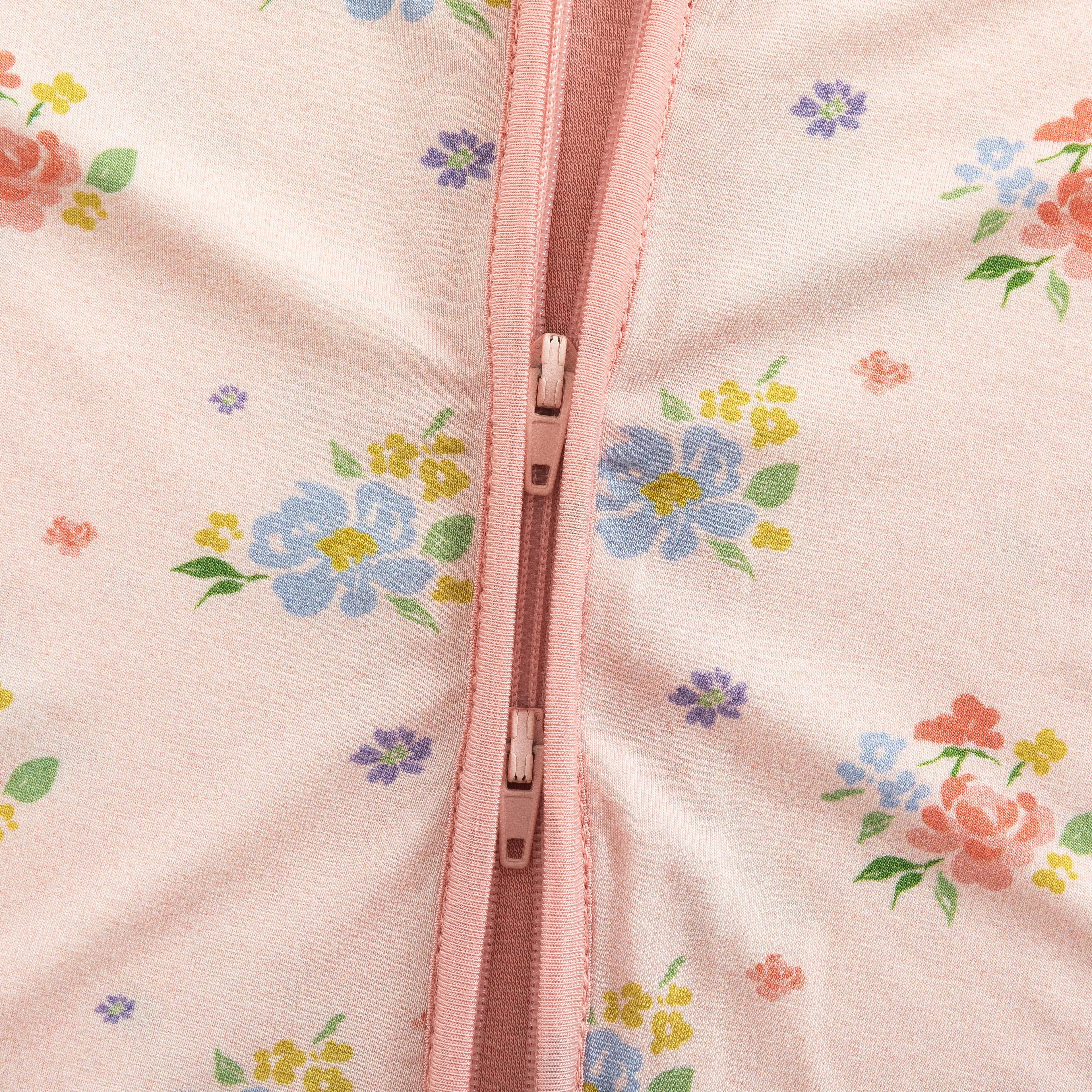 Blush Bloom (Convertible Zip Footies): 3-6M