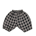 Kids' Striped Cotton Linen Loose Fit Shorts: Black Gray Check / 3-4T