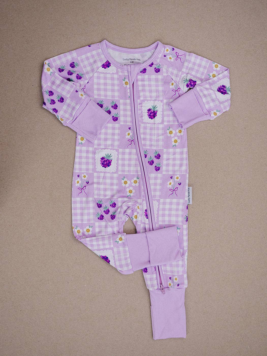 Bamboo Zip Romper | Raspberry: 0-3M