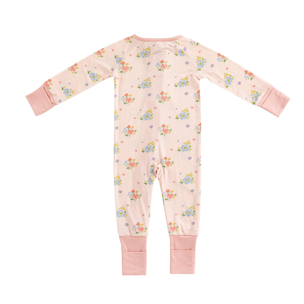 Blush Bloom (Convertible Zip Footies): 3-6M