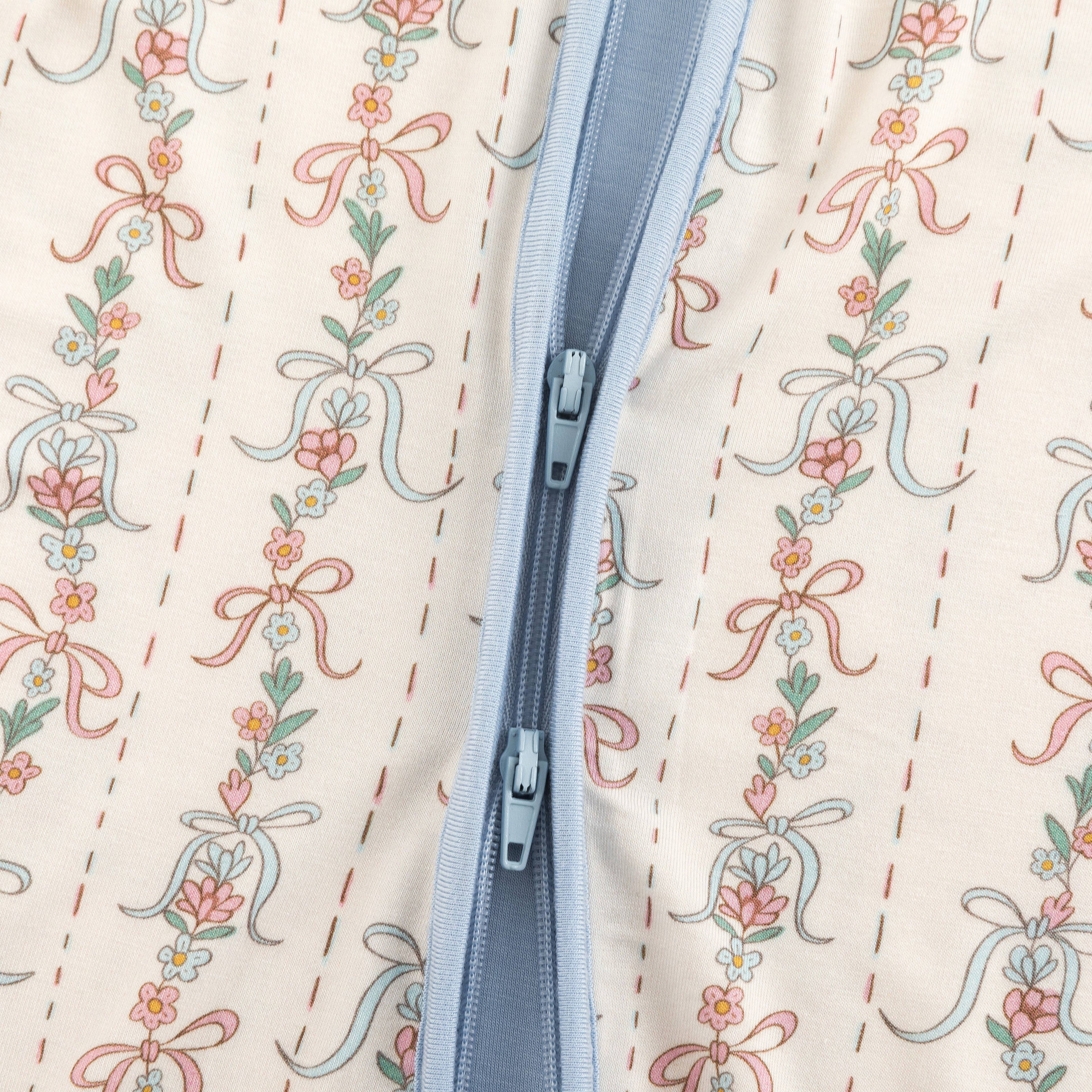 Bow Blossom (Convertible Zip Footies): 0-3M