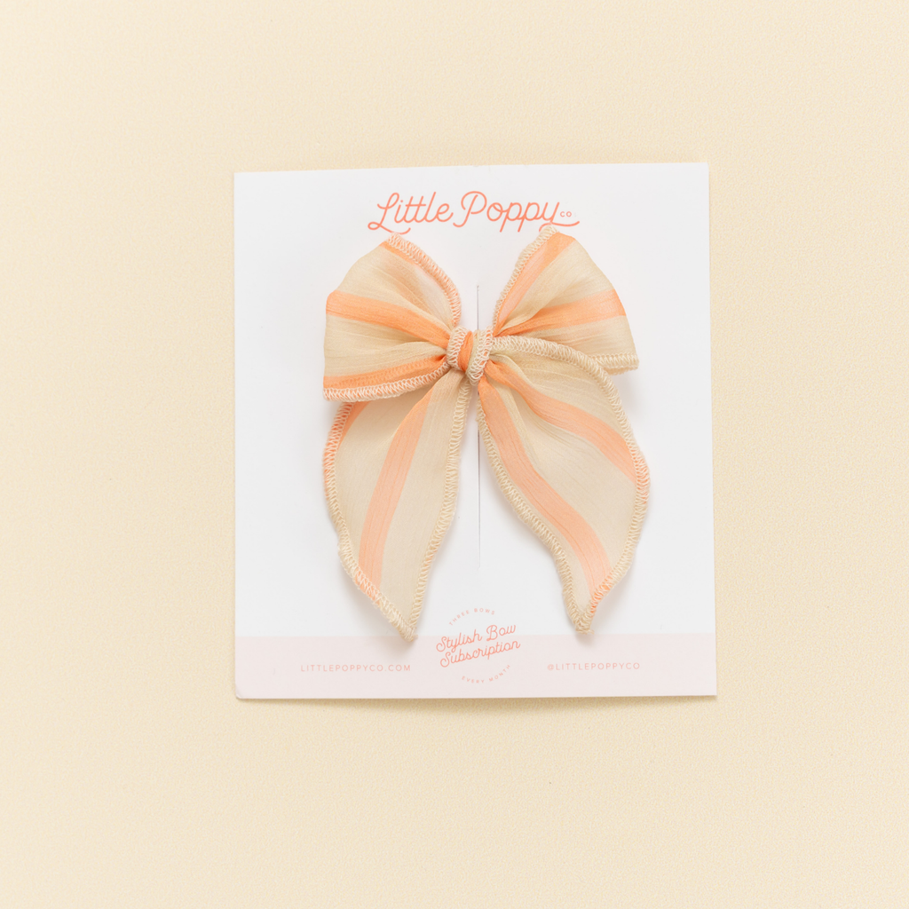 Cantaloupe Chiffon Stripe Bow Clip: Original