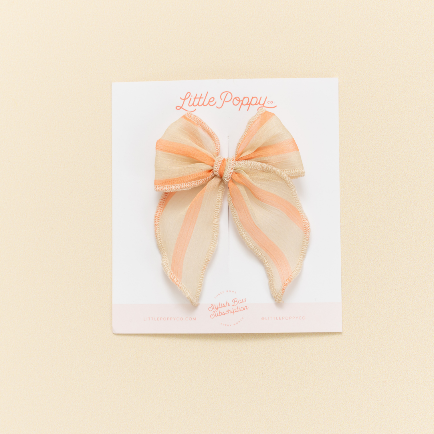 Cantaloupe Chiffon Stripe Bow Clip: Original