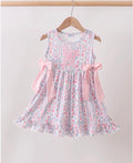 Pink Floral Bow Applique Bow Dress 12 Months