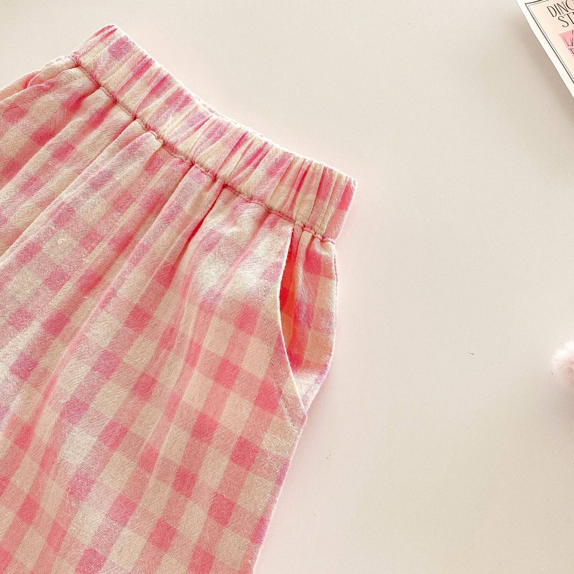 Baby Pink Plaid Pants: Pink / 2-3T