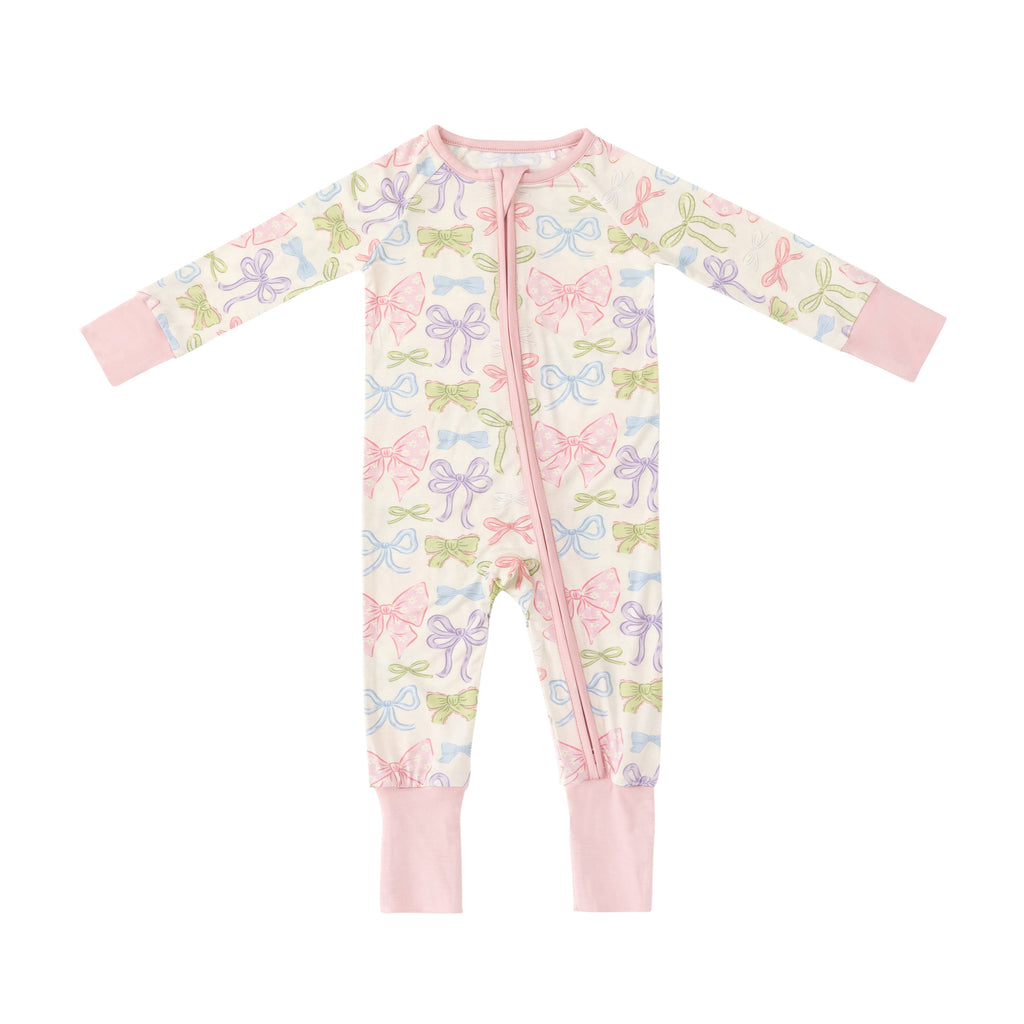Heirloom Bows (Convertible Zip Footies): 3-6M