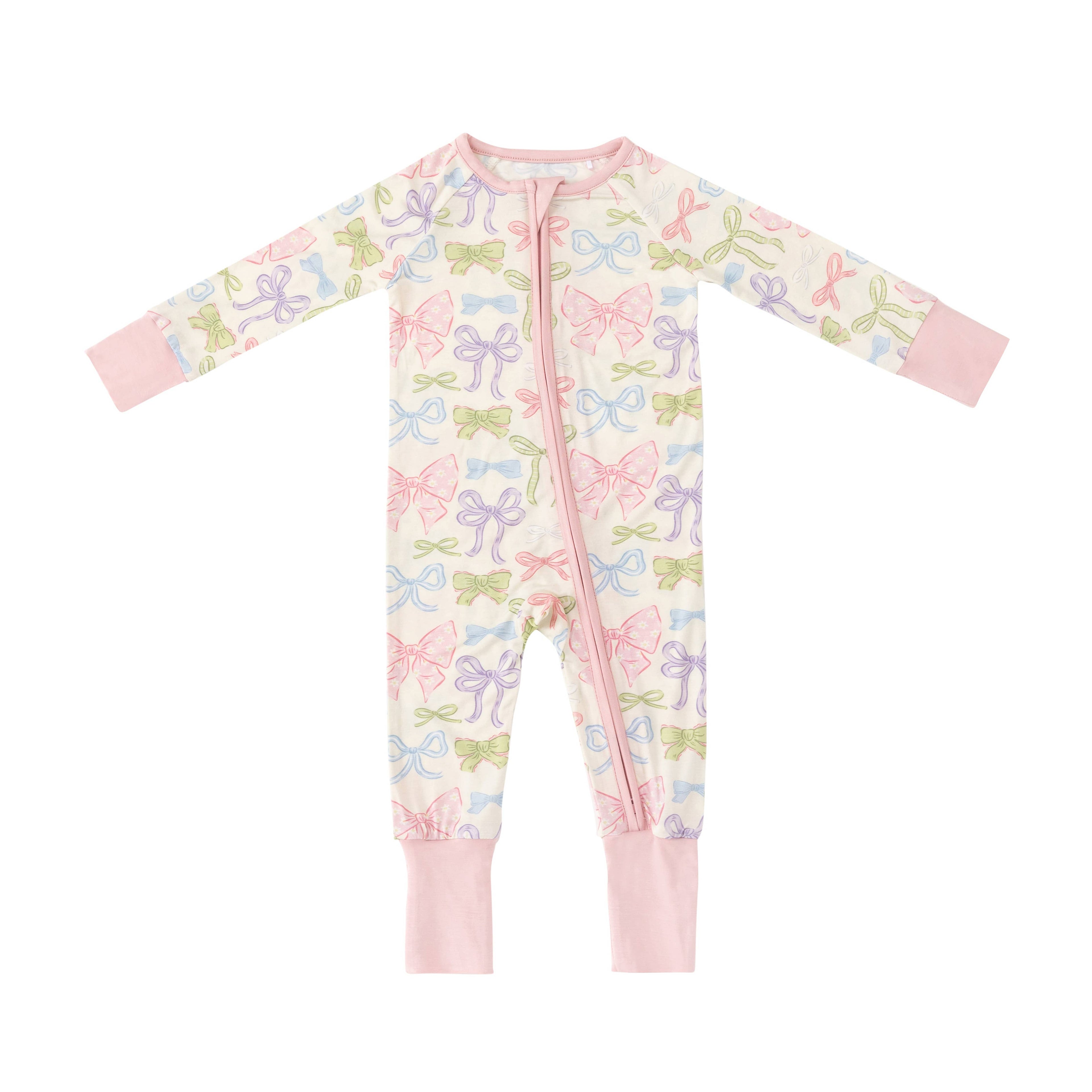 Heirloom Bows (Convertible Zip Footies): 3-6M