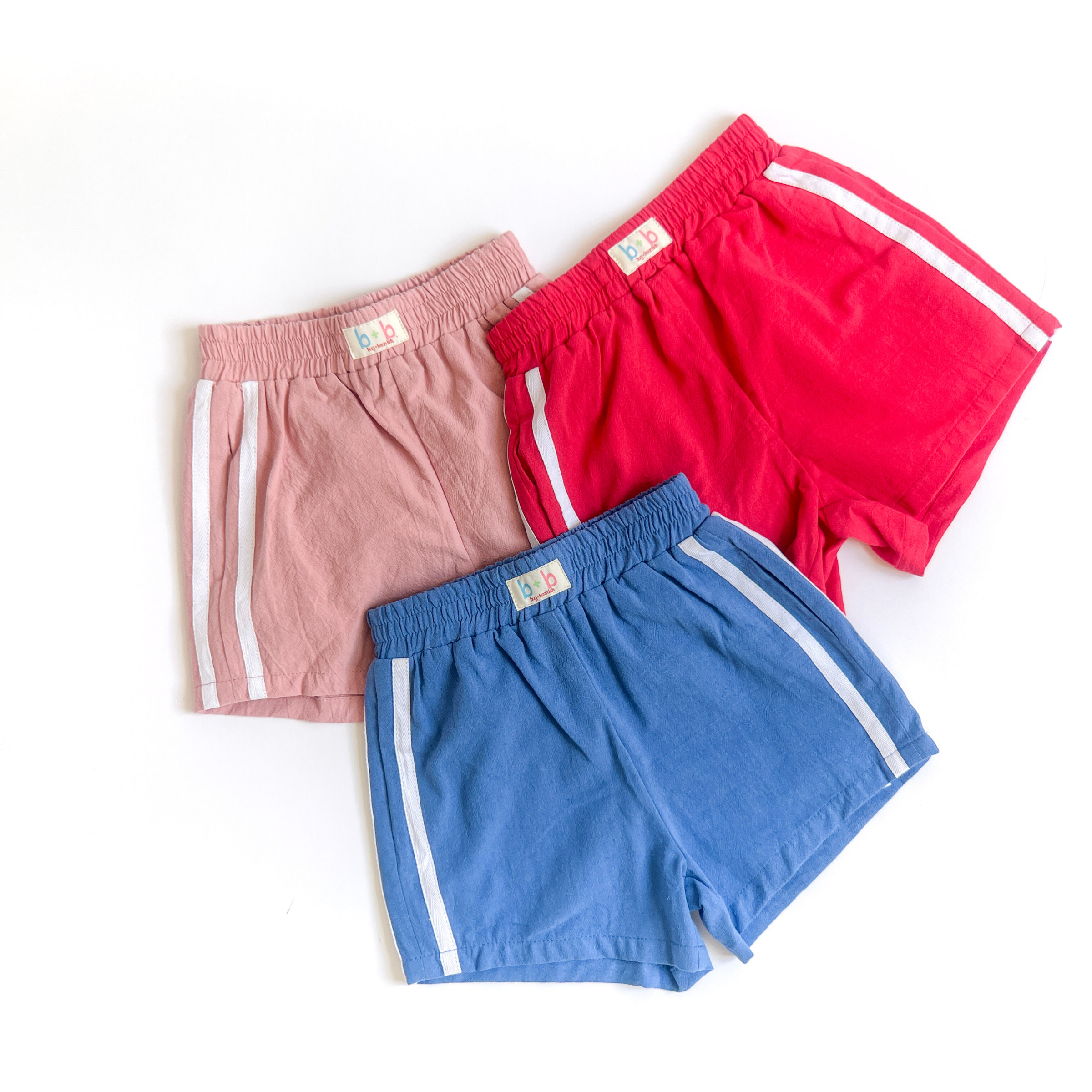 Pink, Red + Blue Kids Racer Shorts (100% Cotton): FIRECRACKER / 4-5y