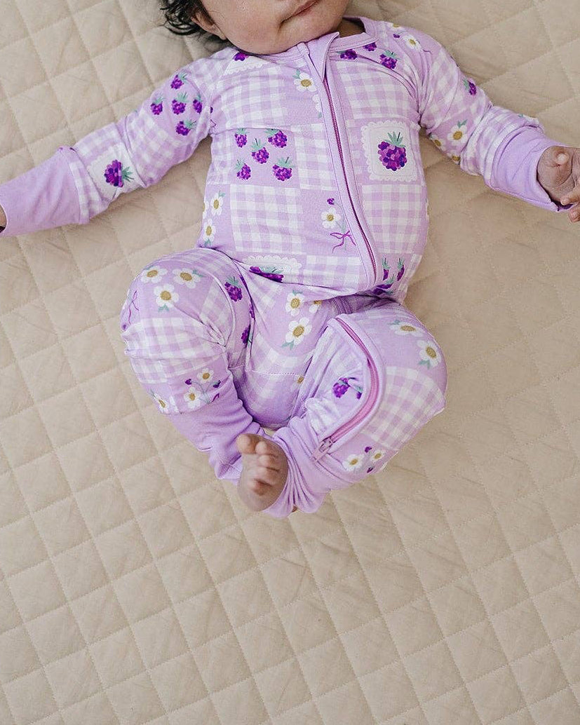 Bamboo Zip Romper | Raspberry: 6-12M