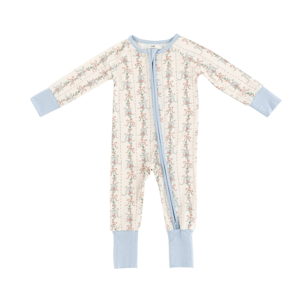 Bow Blossom (Convertible Zip Footies): 0-3M
