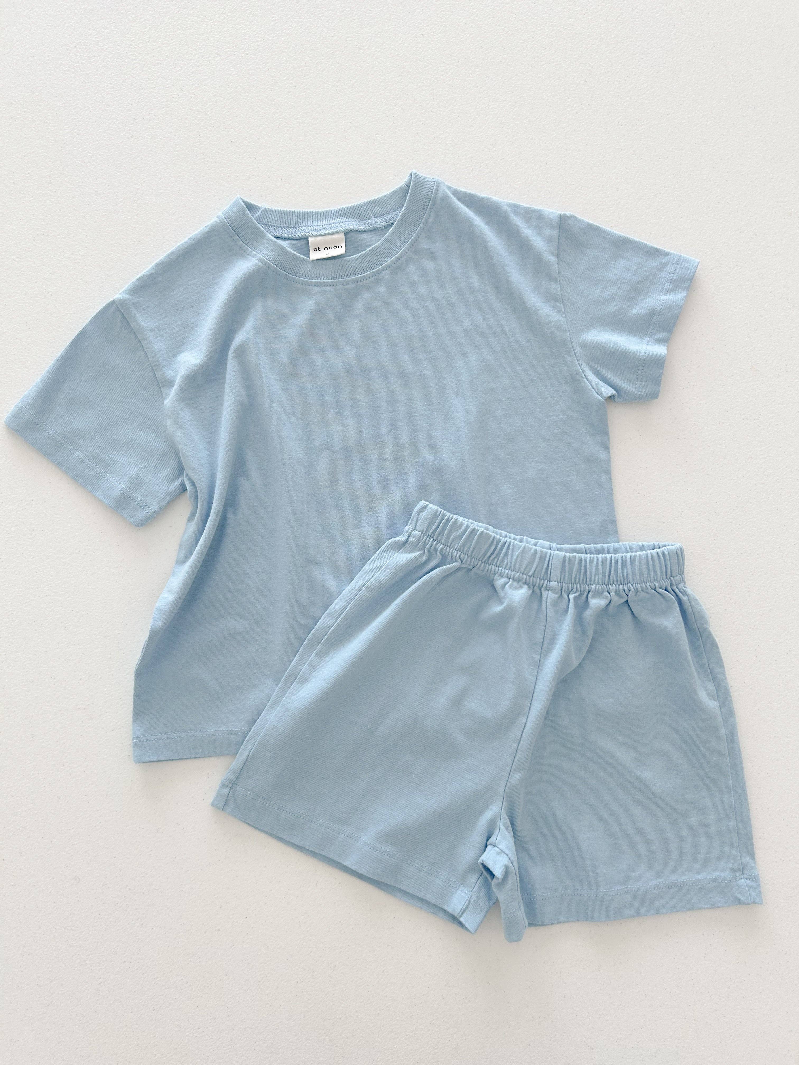 At Noon Baby/ Kids T-Shirt and Shorts Set: Blue / 3-4T