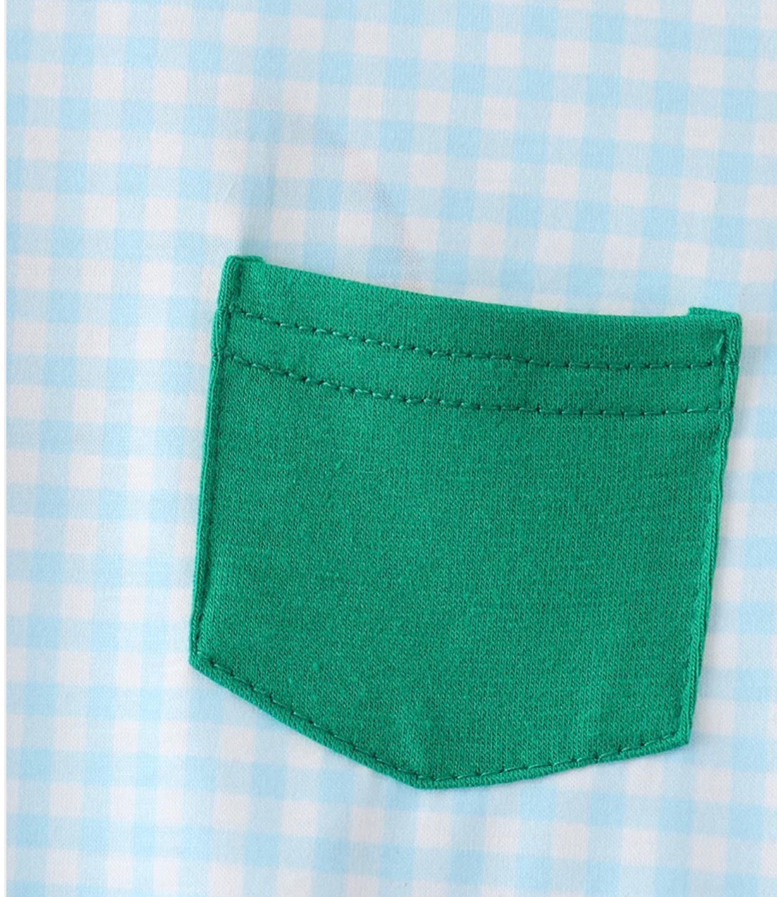 Green grid pocket romper 12 Months
