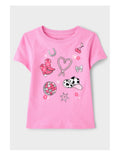 Baby And Toddler Girls Western Doodle Graphic Tee - Pink 18-24M