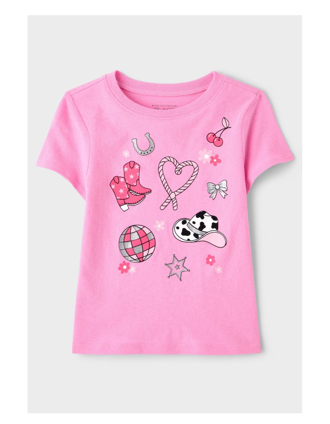 Baby And Toddler Girls Western Doodle Graphic Tee - Pink 18-24M