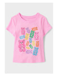 Baby And Toddler Girls Candy Bear Graphic Tee - Pink/ 4T