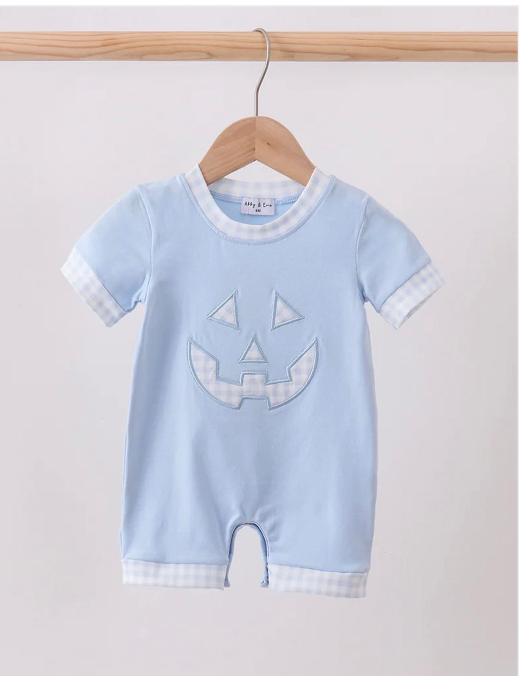 Blue Jack-O-Lantern Applique Romper - 6 Months