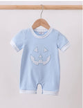 Blue Jack-O-Lantern Applique Romper - 6 Months