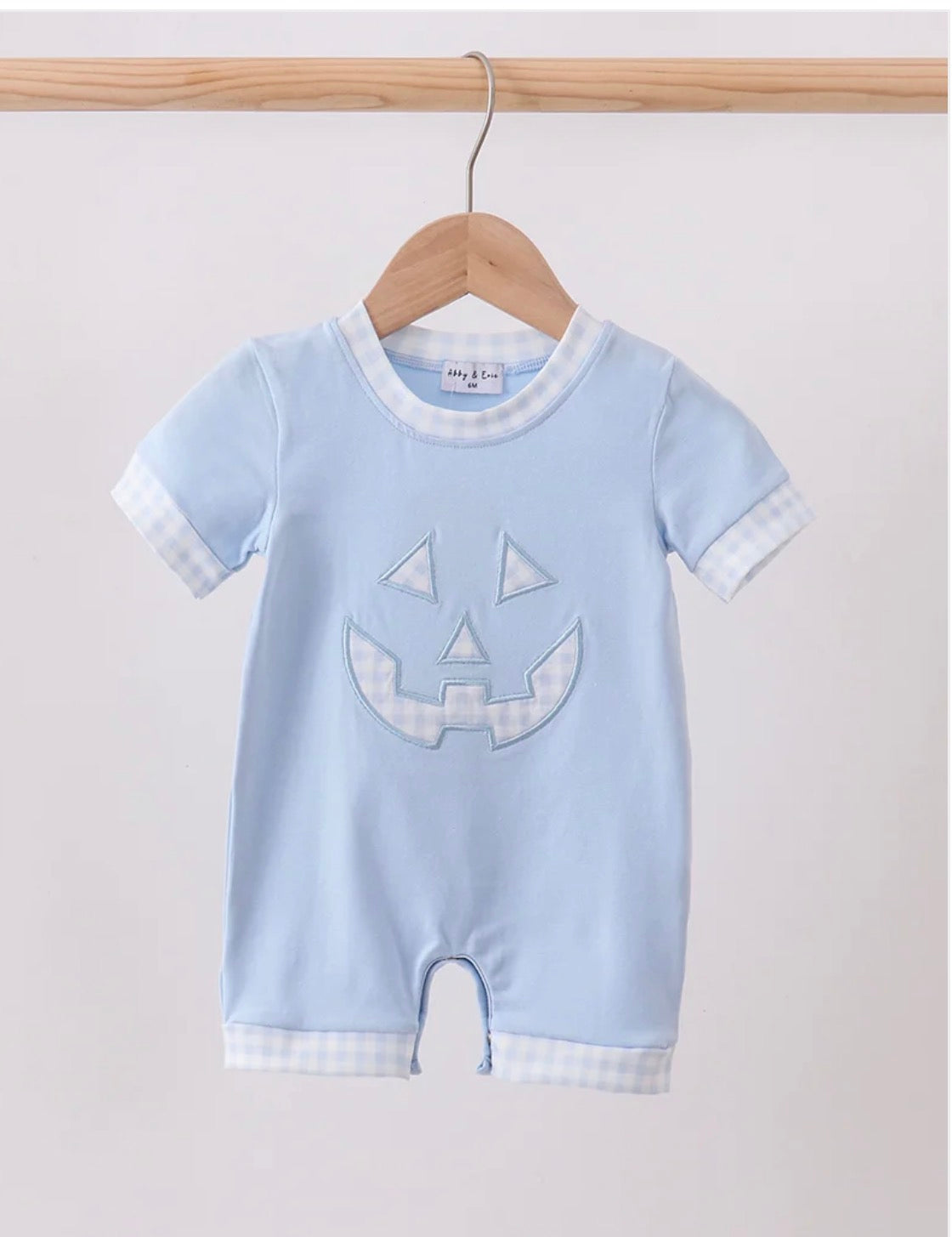 Blue Jack-O-Lantern Applique Romper - 6 Months