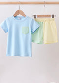 Colorblock pocket shorts set - 12 Months