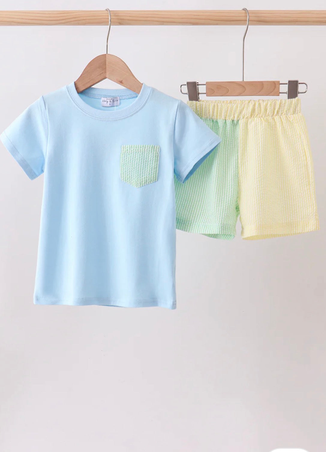 Colorblock pocket shorts set - 12 Months