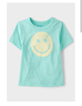 Baby And Toddler Marled Happy Face Graphic Tee - Green