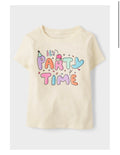 Baby And Toddler Girls Party Time Birthday Graphic Tee - Cream/ 2T