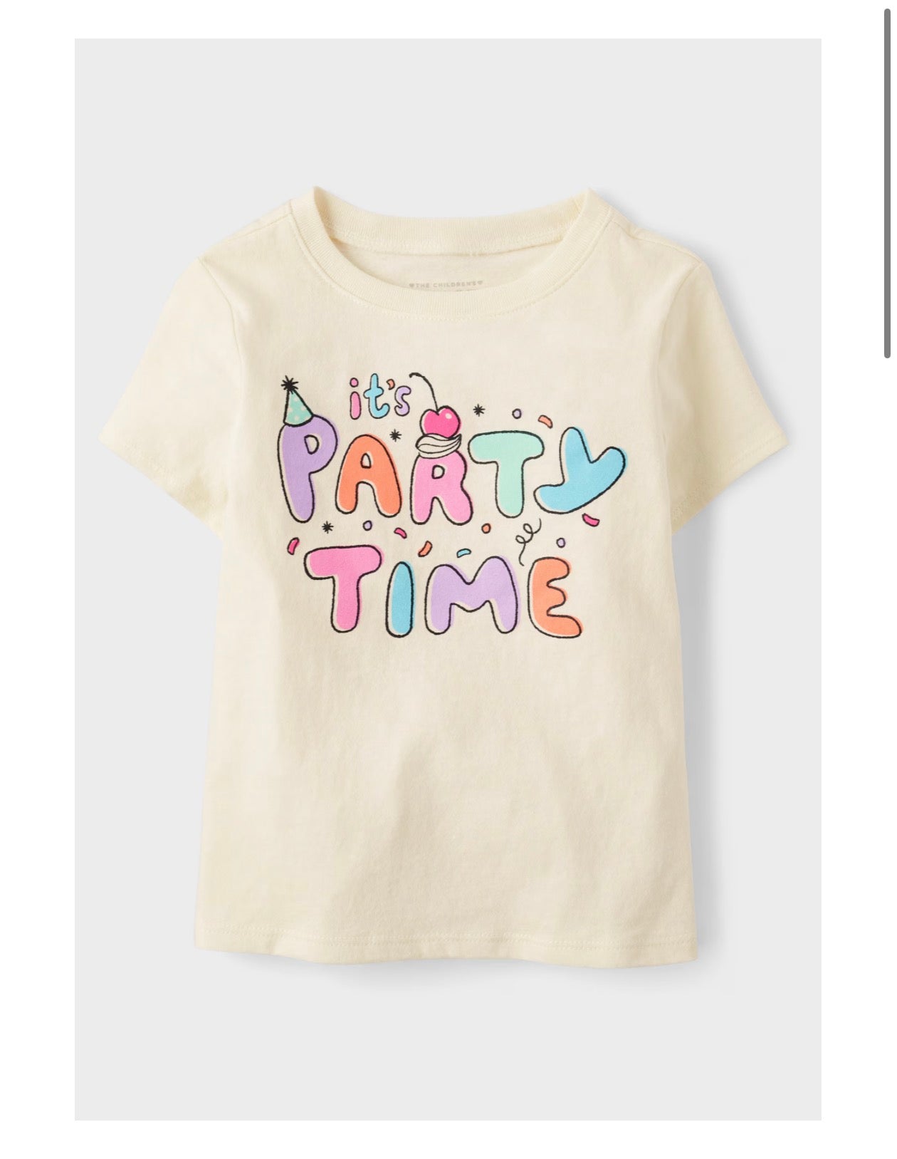 Baby And Toddler Girls Party Time Birthday Graphic Tee - Cream/ 2T