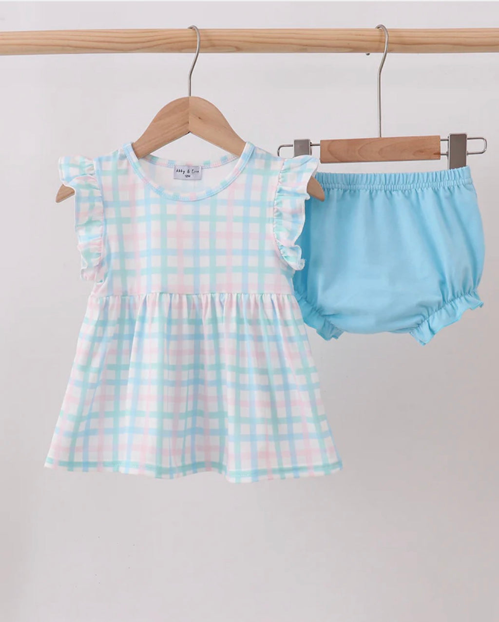 Blue Plaid Ruffle Bloomer Set - 2T