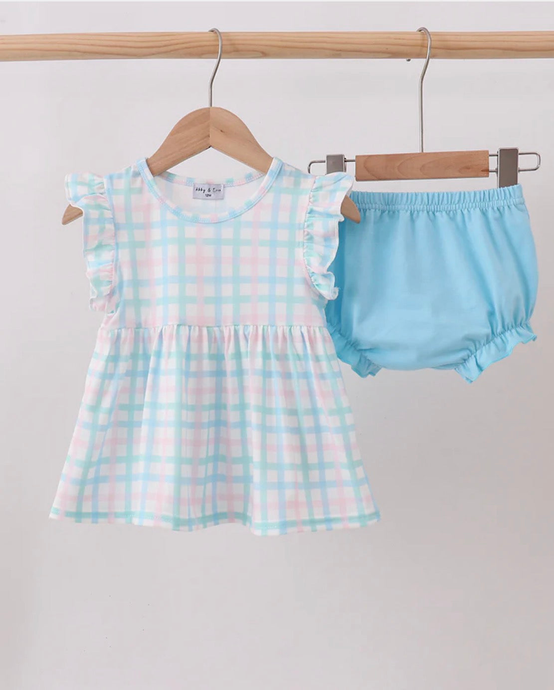 Blue Plaid Ruffle Bloomer Set - 2T