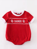 Red sooners embroidery boy bubble - 9M