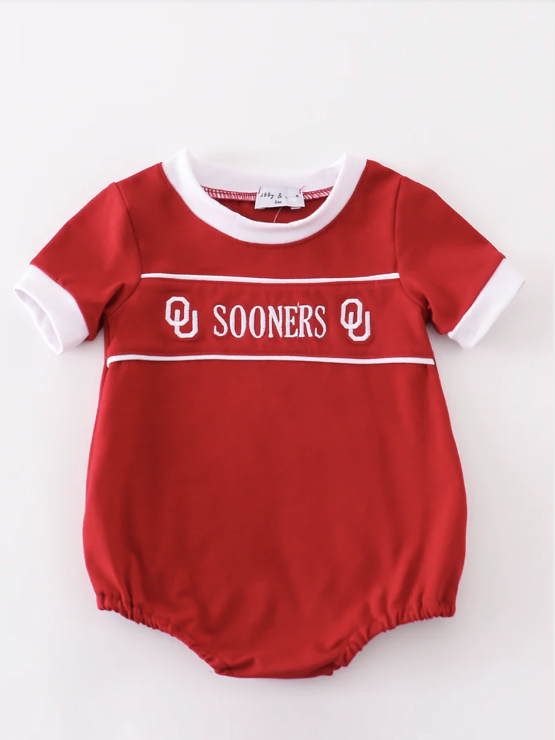 Red sooners embroidery boy bubble - 9M