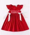Red sooners embroidery girl dress - 18M