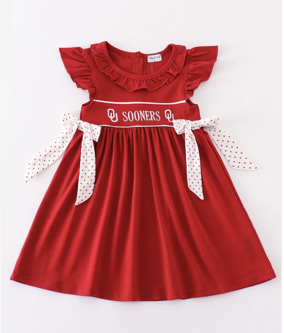 Red sooners embroidery girl dress - 18M