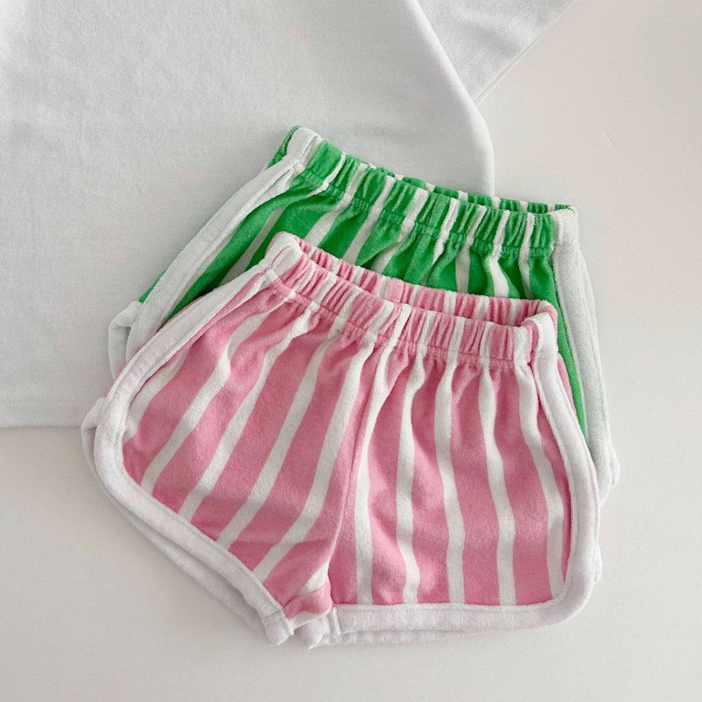 [At Noon Exclusive] Kids Terry Cloth Stripe Shorts - Pink / 4-5T