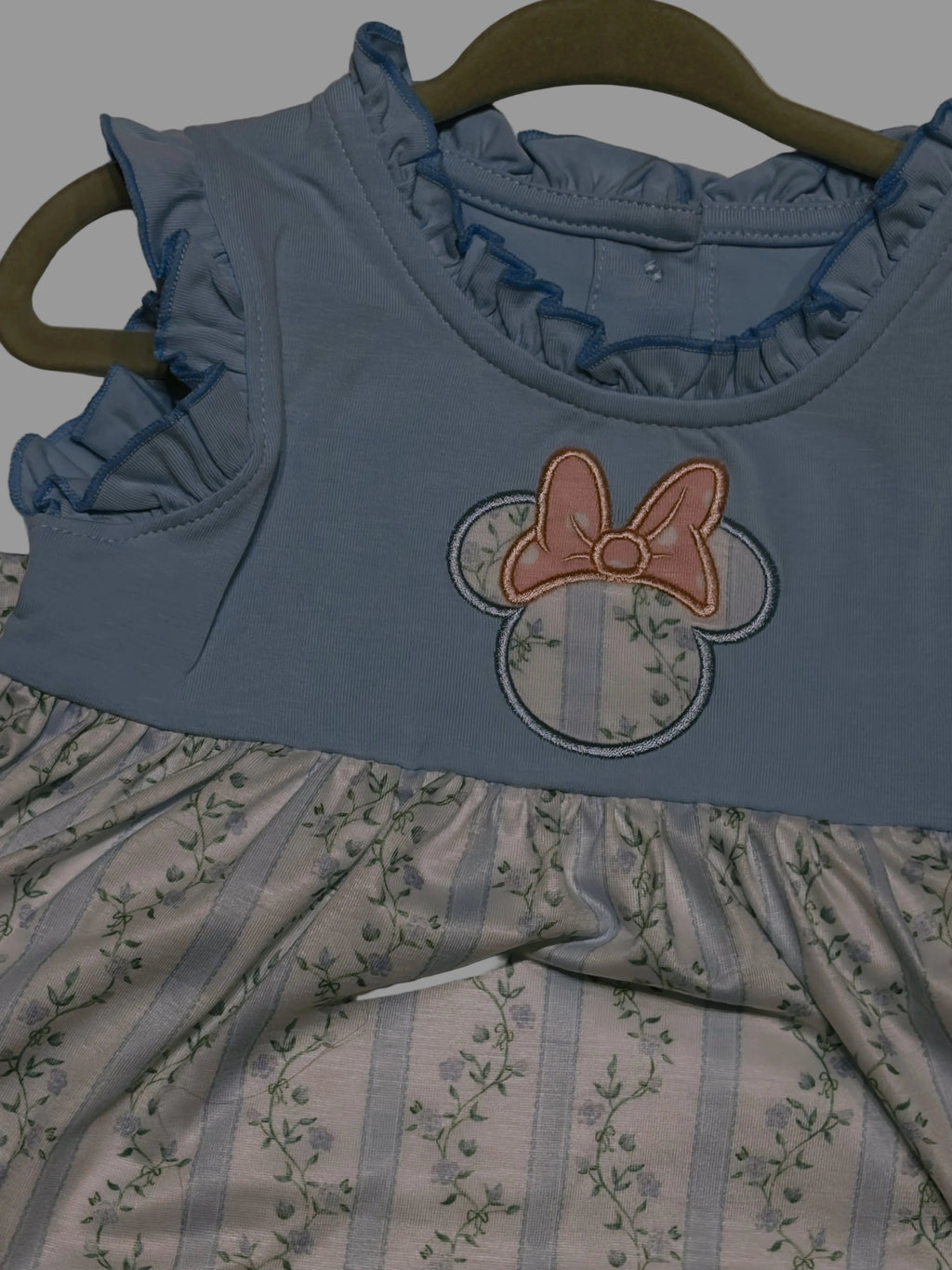 🌿🎀 vintage floral & Minnie Mouse dress 12M