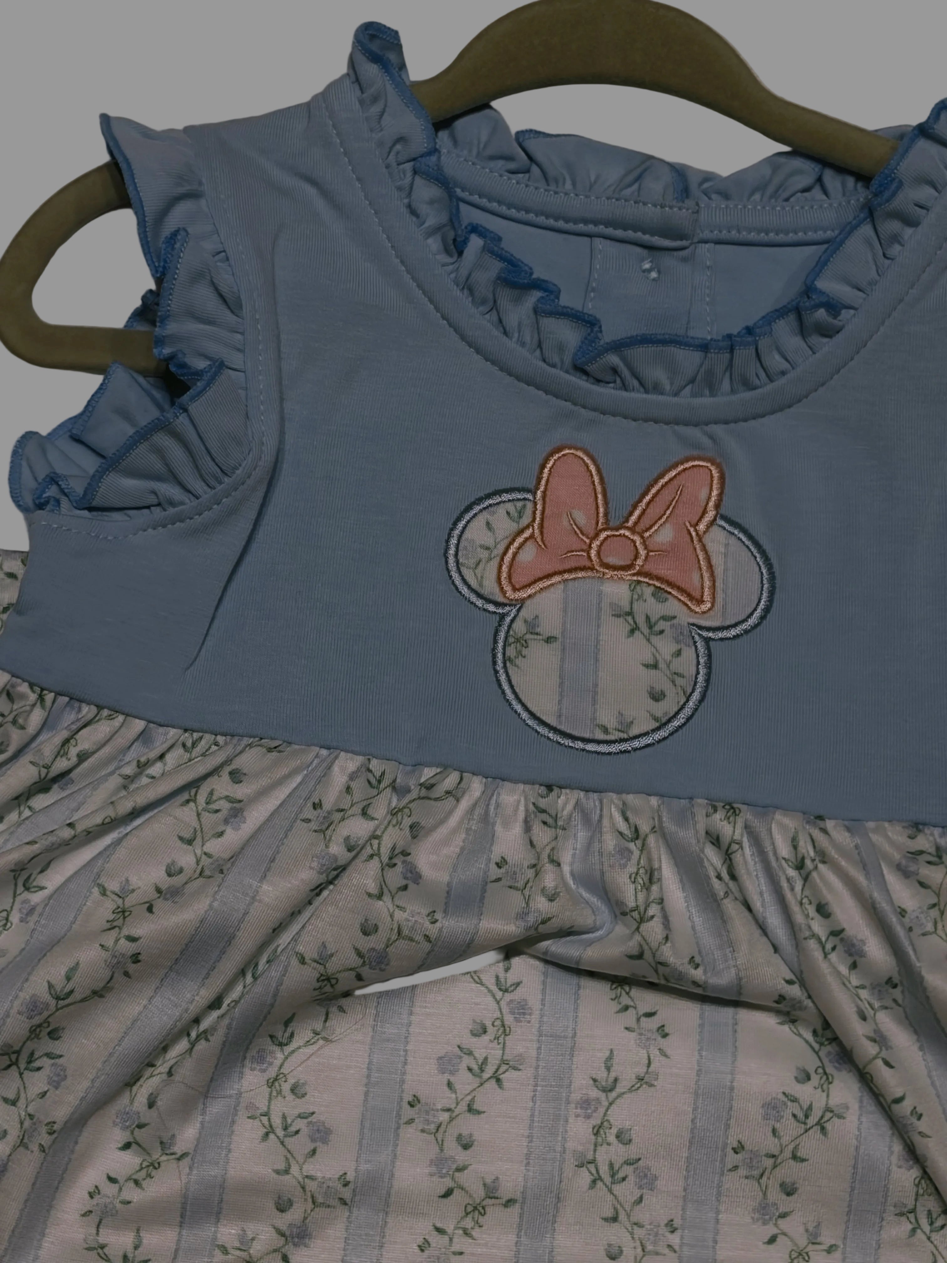 🌿🎀 vintage floral & Minnie Mouse dress 12M
