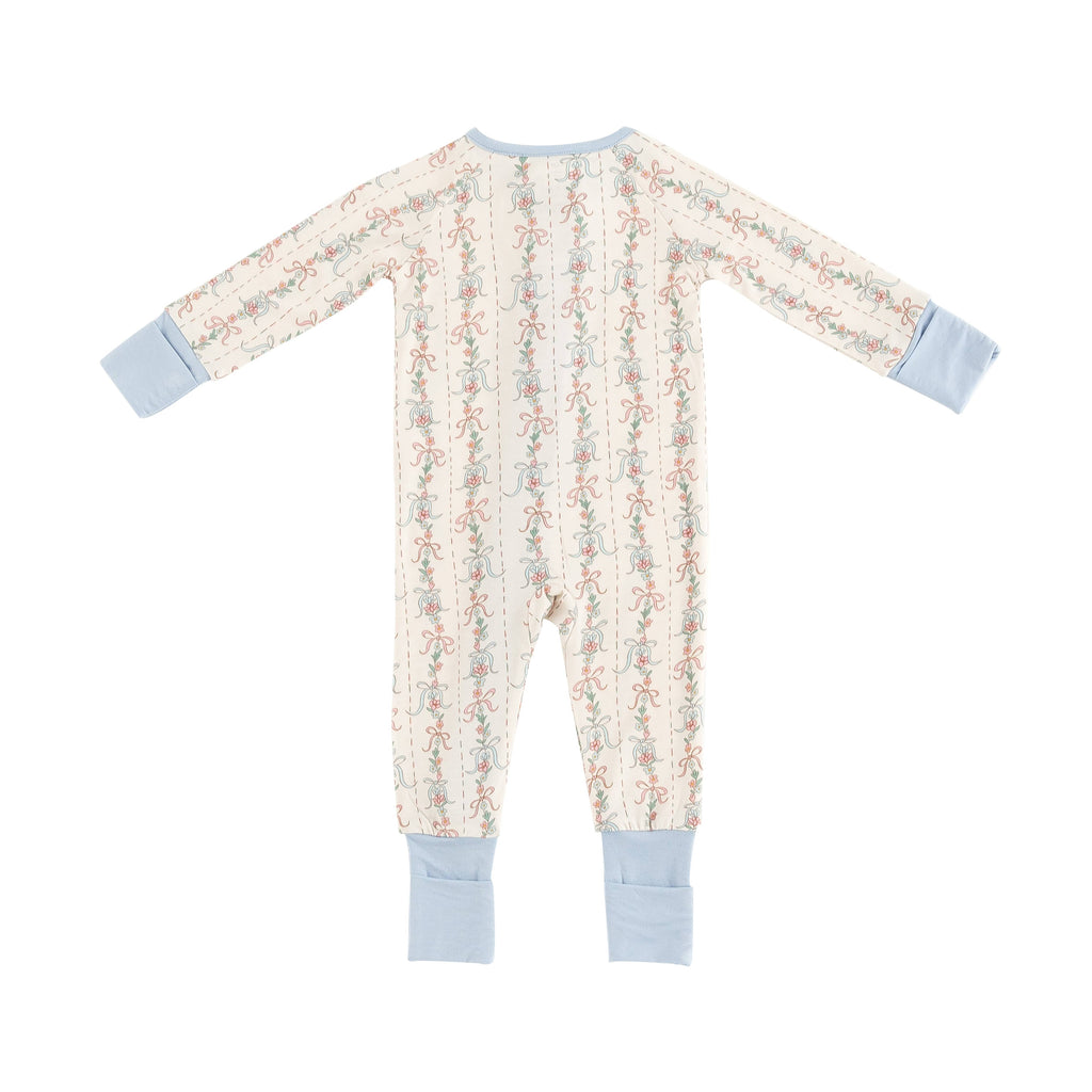 Bow Blossom (Convertible Zip Footies): 0-3M