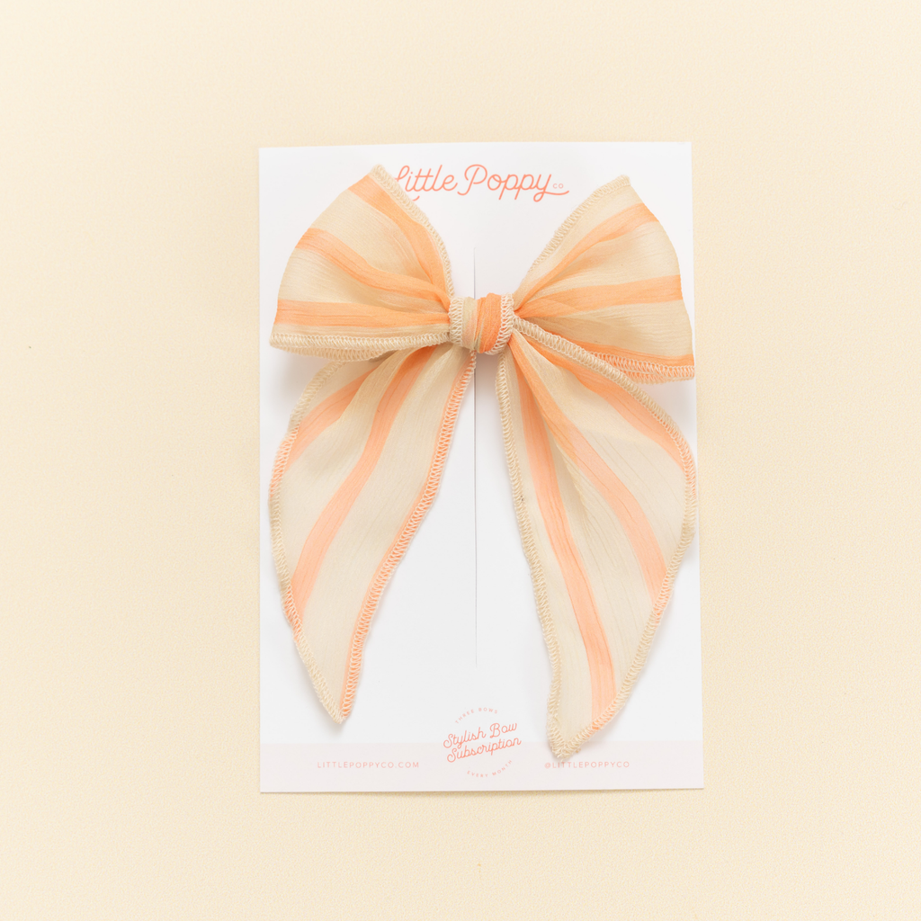 Cantaloupe Chiffon Stripe Bow Clip: Original