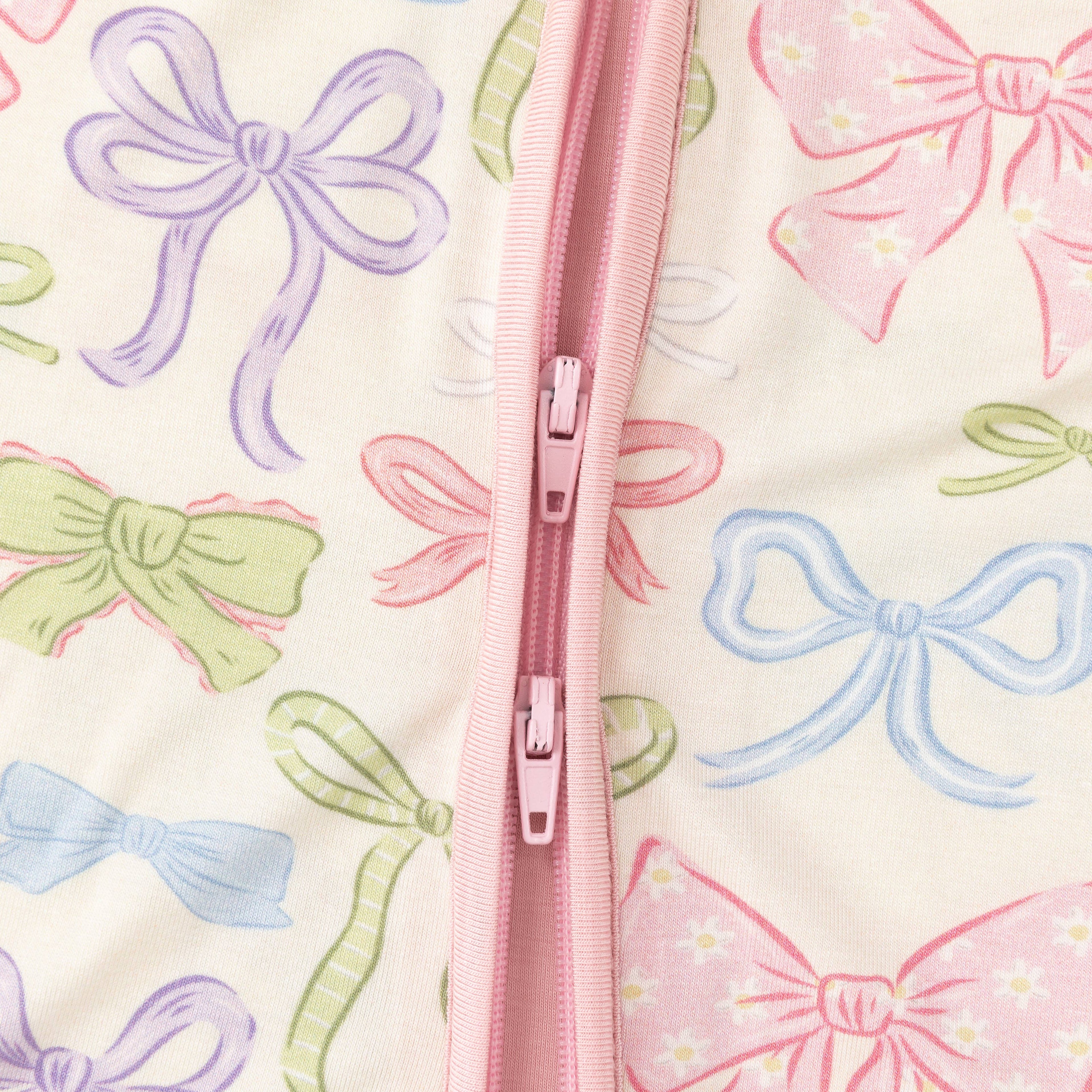 Heirloom Bows (Convertible Zip Footies): 3-6M