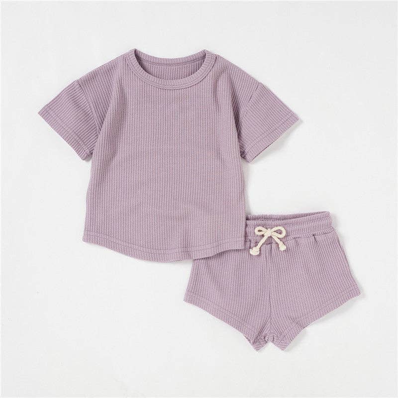 Organic Cotton Baby Short Sleeve Two-Piece Set: 43# Purple / 3-6M