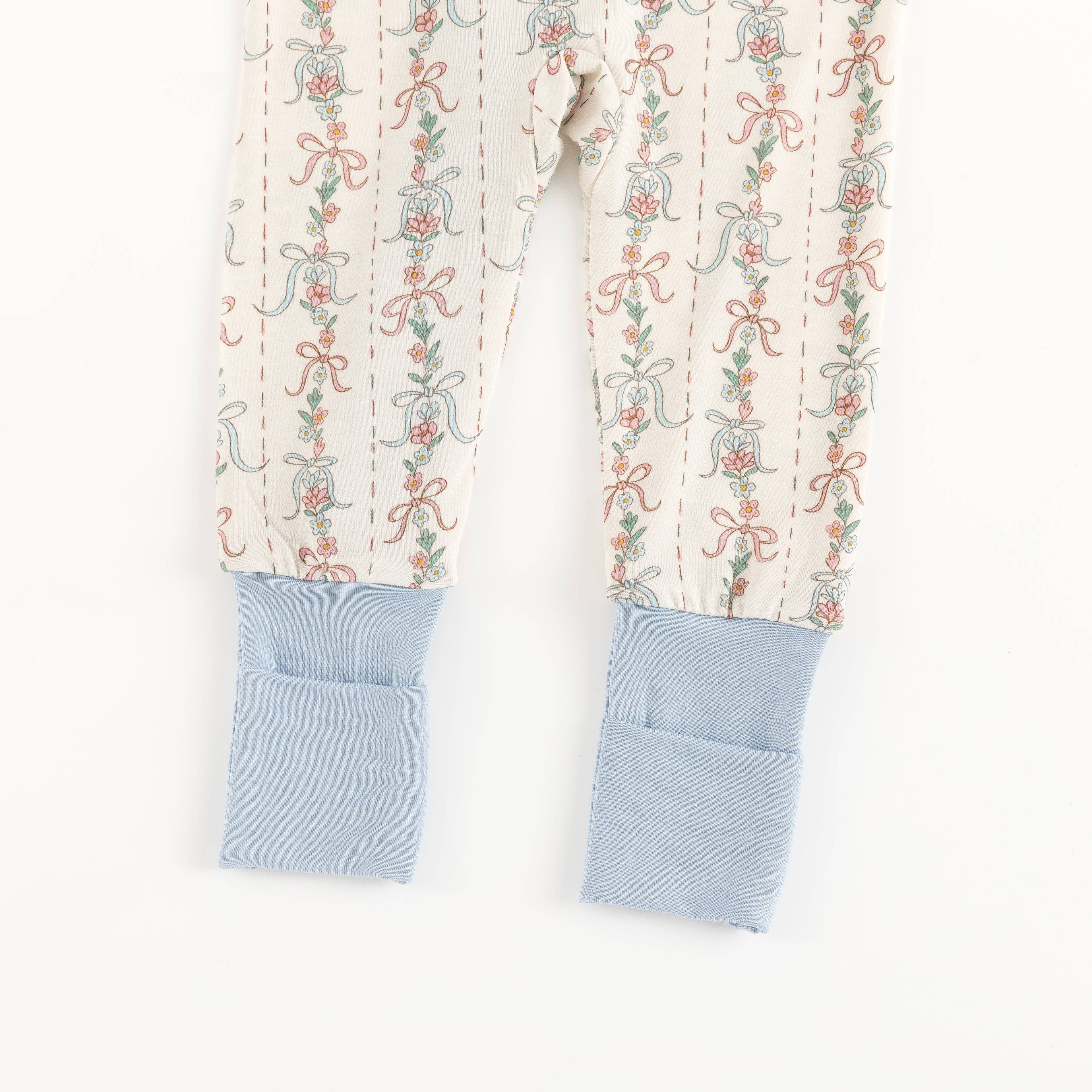 Bow Blossom (Convertible Zip Footies): 0-3M